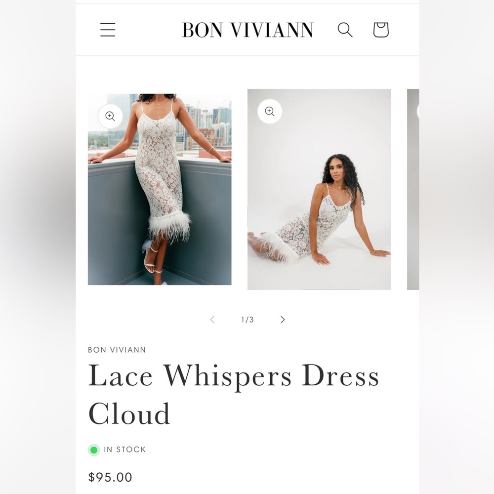 Bon Viviann Lace feather bridal dress never worn